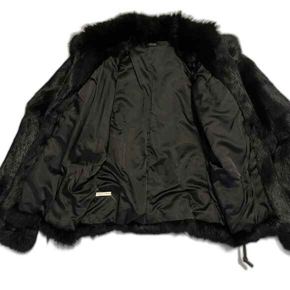 Rabbit Fur Womens Coat Black Made in Korea Size Large EUC - Picture 3 of 8